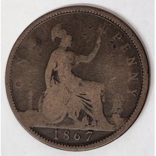 GREAT BRITAIN UK 1867 . ONE 1 PENNY